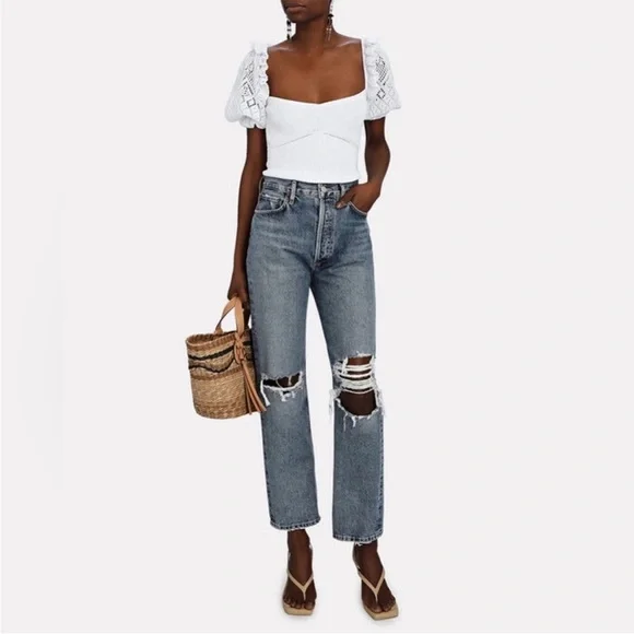 Intermix Bonnie Lace Puff Sleeve Ribbed - Picture 3 of 5